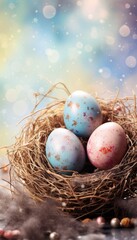 Fototapeta na wymiar Easter light pastel background for spring celebrations and festive holiday designs