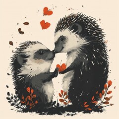 Affectionate Hedgehogs Sharing a Moment