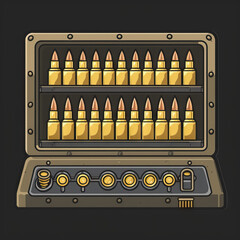 Ammo Counter - A display showing the amount of ammunition or charges remaining for weapons or abilities. Vector Icon Illustration. Icon Concept Isolated Premium Vector. 