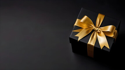 Luxurious Surprise: Stylish Black Gift Box with Gold Ribbon