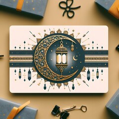 Ramadan Kareem Wishing Card, Gift Card Template