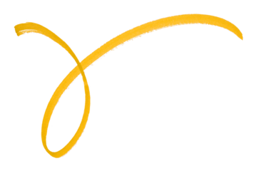 Yellow stroke brush isolated on transparent background.