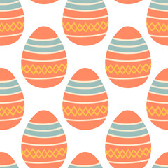 Easter eggs seamless pattern, Easter symbol, decorative vector elements. Easter colored eggs simple pattern.
