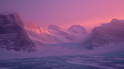 Fototapeta premium Image of the evening atmosphere and soft sunlight in the North Pole.