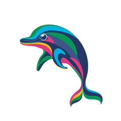  graphics, colorful jumping dolphin