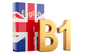B1 English level, concept. B1 Intermediate, 3D rendering isolated on transparent background