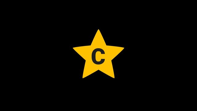 Alphabet C in Star Animation with transparent background