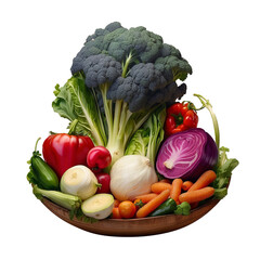 Various vegetables, isolated on a transparent background. AI generative
