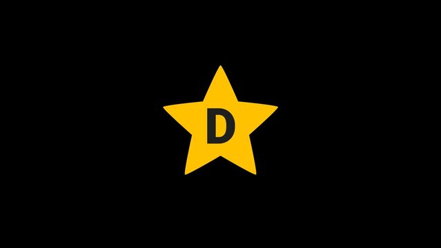 Alphabet D in Star Animation with transparent background