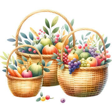 recommend clip art: Farm and animal elements, Farmland Nature Village making watercolor illustration