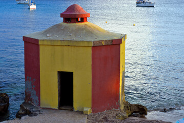 the beach with the famous bagnarole built in the early 1900s Santa Maria di Leuca Italy
