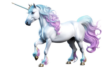 a high quality stock photograph of a single unicorn fantasy character isolated on a white background