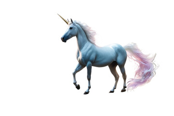 Obraz na płótnie Canvas a high quality stock photograph of a single unicorn fantasy character isolated on a white background