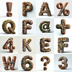 Fototapeta premium Animal lettering 3D. AI generated illustration