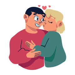 couple kissing and hugging