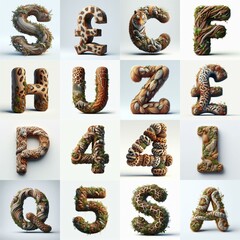 Naklejka premium Animal lettering 3D. AI generated illustration