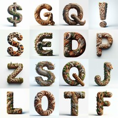 Fototapeta premium Animal lettering 3D. AI generated illustration