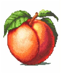 Pixelation art peach fuzz fruit.