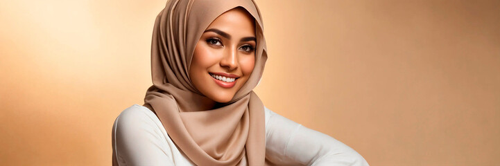 portrait of a Muslim woman in hijab. Selective focus.