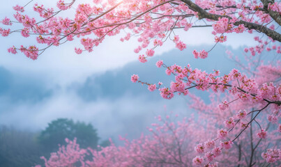 Sakura blossoms in Maruyama Park, Kyoto, Japan. Generative AI