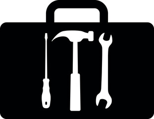 Silhouette of Repair Kit Icon in Flat Style. Vector Illustration.