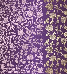 wedding card design, traditional paisley floral pattern , royal India	