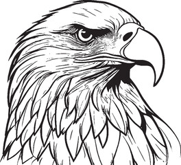 Premium Black And White Bold Eagle Drawing Vector Illustration