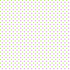 Light delicate fabric and paper seamless pattern Green, lilac, purple polka dots on white background