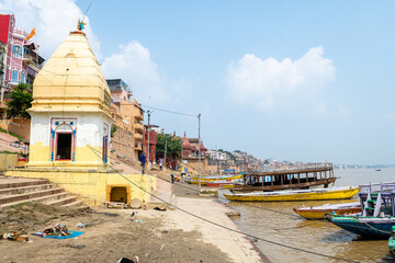 views of ganges banks of varanasi from a ghat