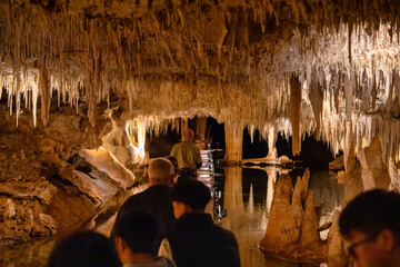 Margaret River, Western Australia - September 9, 2023: Tourists at the entrance of Lake Cave