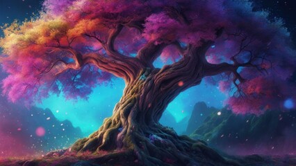 Background Fantasy Tree Colorful Illustration