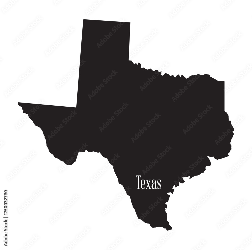 Poster Texas State Silhouette Outline Map