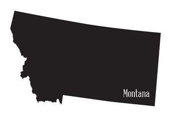 Montana State Silhouette Map - obrazy, fototapety, plakaty