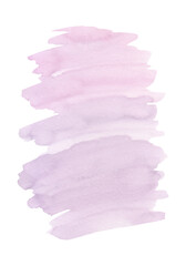 Watercolor pink lilac abstract background, hand-drawn. Brush strokes with paint on a white background. A banner for design, decoration with a place for text. The texture of watercolor on paper.