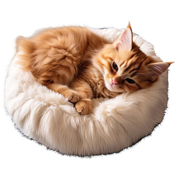 soft round plush pet bed isolated on transparent background