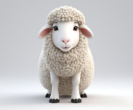 sheep isolated on white background, lamb in a white background,  a 3d render of a cute sheep against a white background