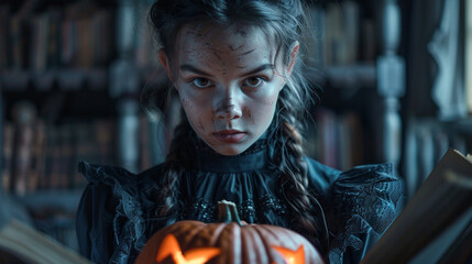 Opt for a costume inspired by classic literature, bringing iconic characters from gothic novels and eerie tales to life for a literary Halloween celebration. - obrazy, fototapety, plakaty