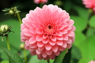 Vivid Pink Flower Surrounded by Verdant Leaves