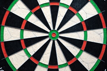 Close-up photo of a professional dart board made from sisal fibres