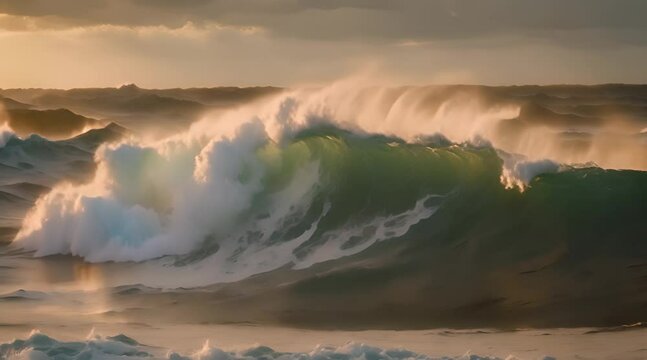 mega onda del mare all'alba