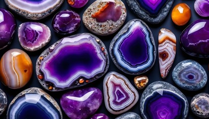 Purple agate stones background  - obrazy, fototapety, plakaty