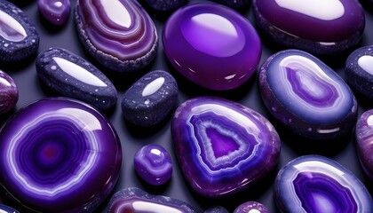 Obraz na płótnie Canvas Smooth purple agate stones background 