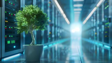 green digital technology, save and renewable energy, trends in energy use that give importance to care and conservation of the environment, clean energy in data center