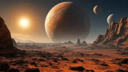 Zelfklevend Fotobehang landscape on an extrasolar planet © Oleksii