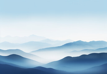  Blue Silhouettes Of Misty Mountains And Hills