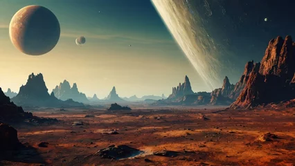 Fotobehang landscape on an extrasolar planet © Oleksii