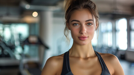 Serene Fitness Trainer at Gym, Poised and Ready for Training