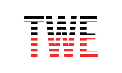 TWE three initial letter iconic line negative space minimal logo design vector template. monogram, abstract, wordmark, business, typography, minimalist, brand, company, flat, modern, unique, simple
