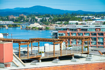 Obraz premium Vancouver Island, Canada. Aerial view of Victoria city buildings