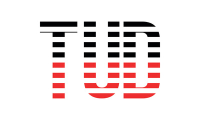 TUD three initial letter iconic line negative space minimal logo design vector template. monogram, abstract, wordmark, business, typography, minimalist, brand, company, flat, modern, unique, simple